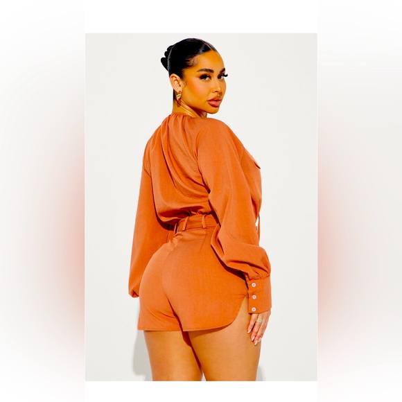 Italian coast linen romper (rust) - Picture 2 of 2